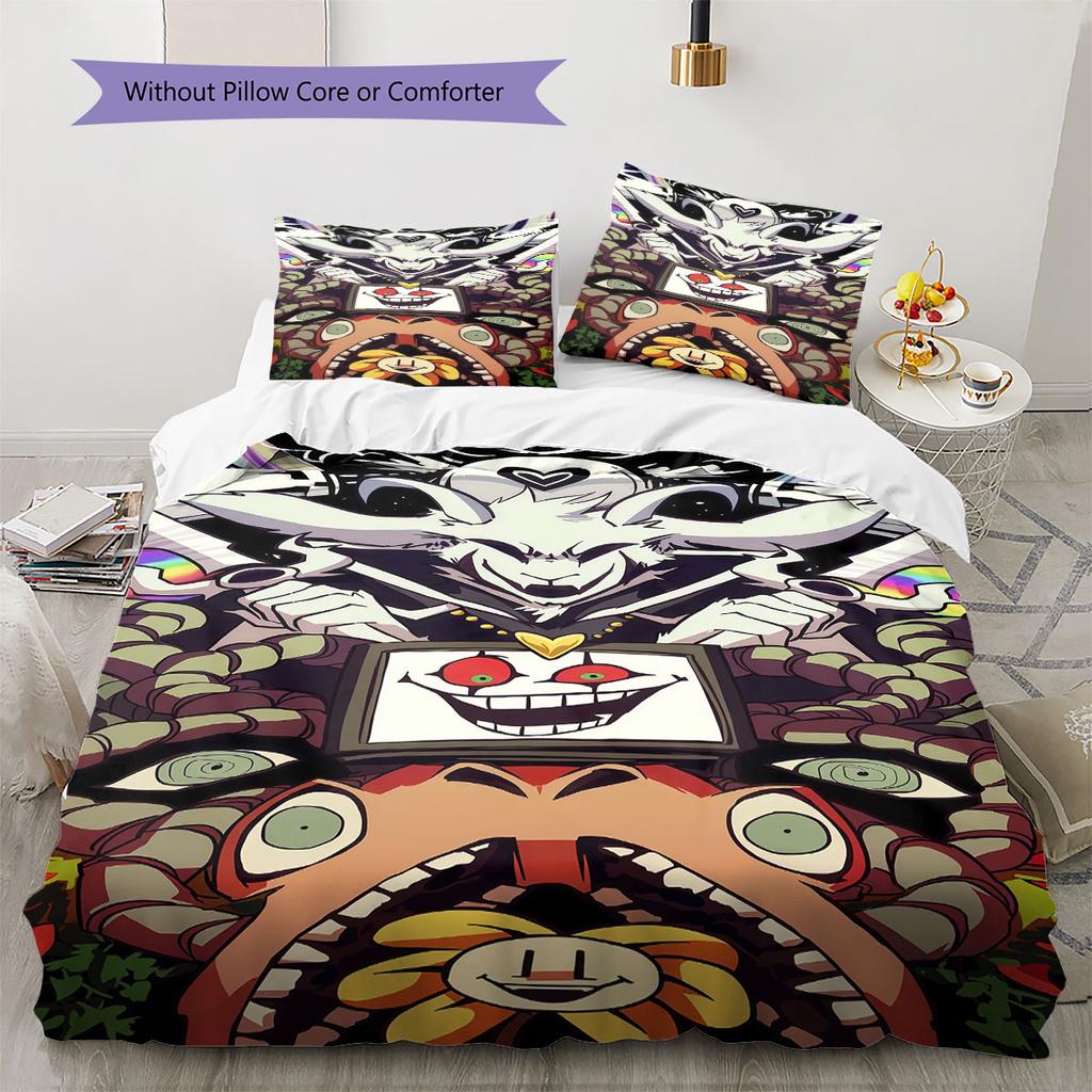 Deltarune Fierce Encounter Bedding Quilt Set Quilt Cover Pillowcase Home Decoration Birthday Gift (1 * Duvet Cover + 2 * Pillowcase, Without Core)
