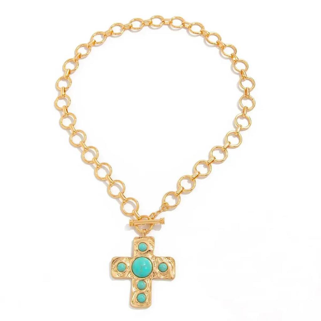 IngeSight.Z Vintage Large Jesus Cross Pendant Choker Necklace Women Punk Hollowout Metal Chunky Chain Neck Jewelry Accessories
