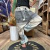 Yogahose Hoher Bund Himalaya-Print Grau