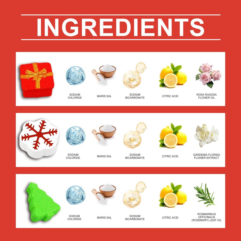 OceAura Christmas bath ball set, color bath ball, moisturizing, long-lasting fragrance, plant cleansing, holiday care 120g