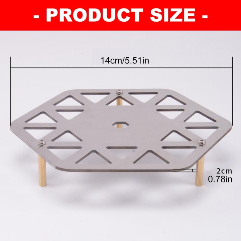 Stainless Steels Hexagon Camped Stove Heat Diffuser With Removable Wooden Feet For Outdoor Cooking And Homes Kitchen