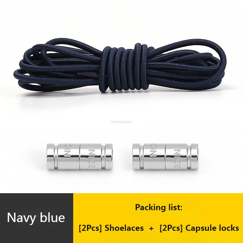 No Tie Shoe Laces Round Capsule Metal lock Elastic Shoelaces For Sneakers easy installation Lazy Shoes Lace Accessories