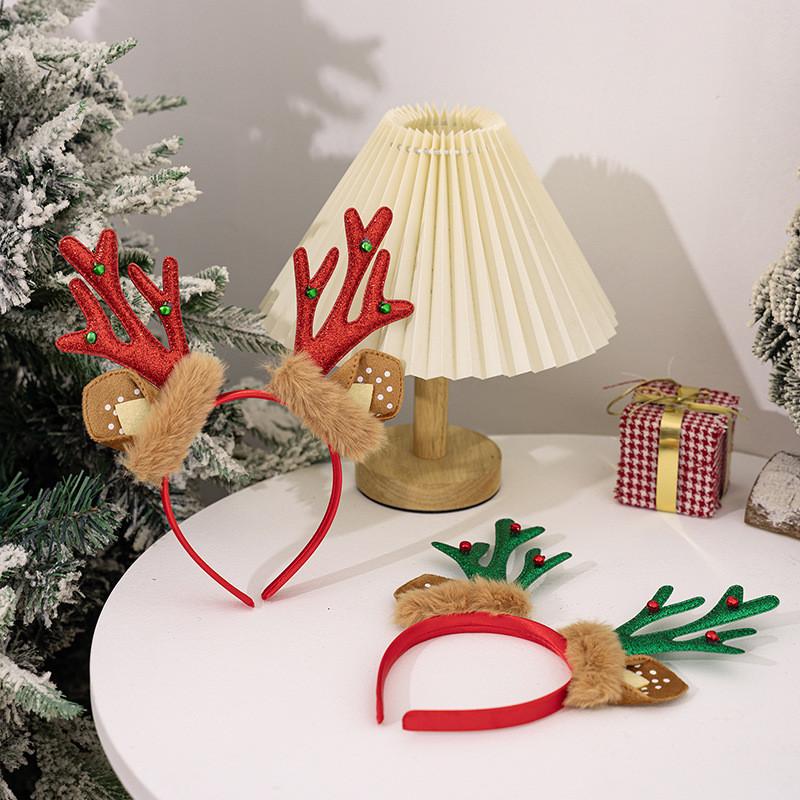 Whimsical Antler Christmas Headband With Cozy Plush Ears For Outfits Festive