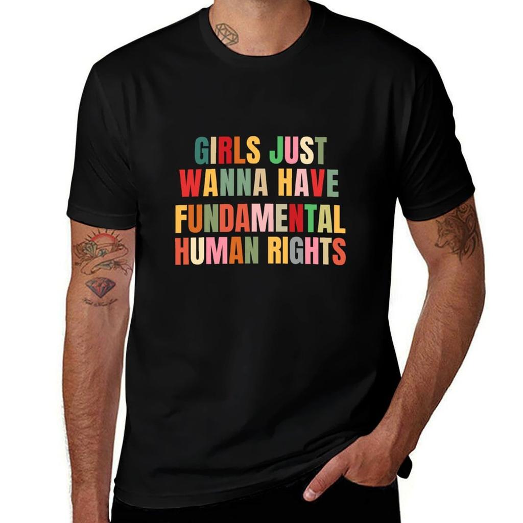 Girls Just Wanna Have Fundamental Rights T-Shirt Novelty Print Casual Tee Shirt