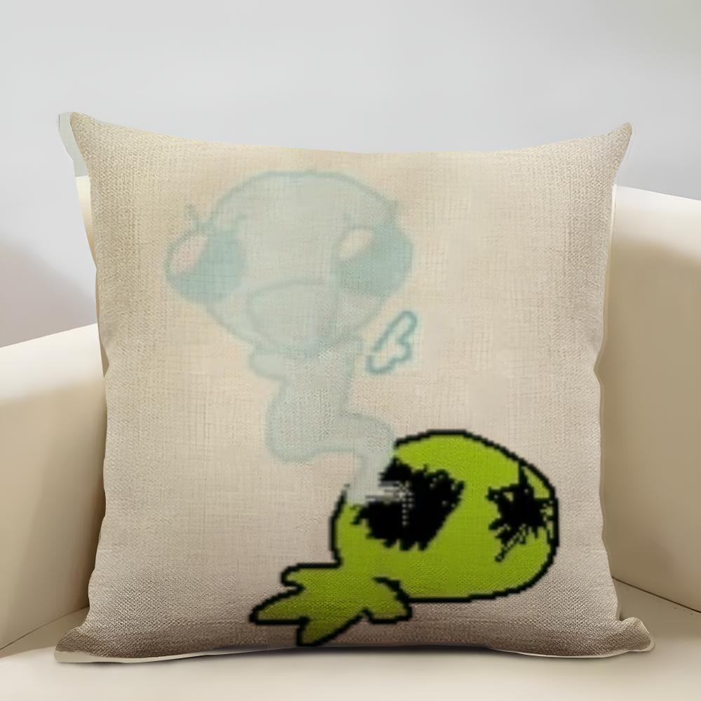 Little Aliens Flug Cushion Cover Household Decoration Linen Sofa Cushion Cover: Skin-Friendly & Breathable with Invisible Zipper