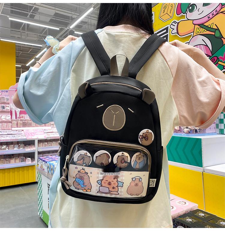 High-Capacity Capybara Backpack - Japanese Cartoon Schoolbag for Students and Travel