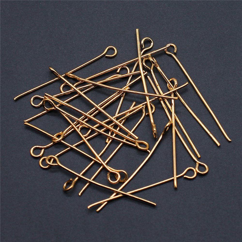 

200 шт., шпильки для глаз, компоненты ювелирных изделий, аксессуары золотого цвета, железо 30 мм