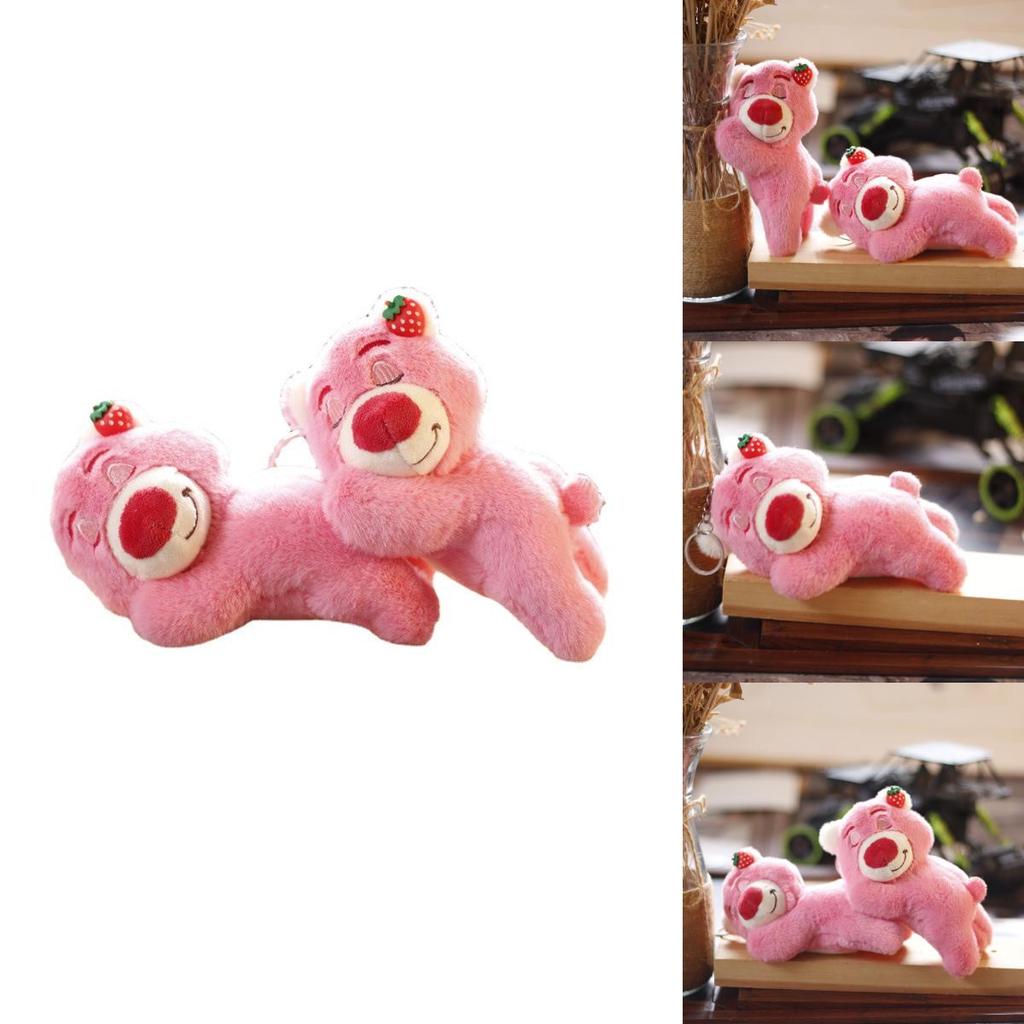 Adorable Pink Bear Plush Keychain Cute Stuffed Animal With Soft Short Plush