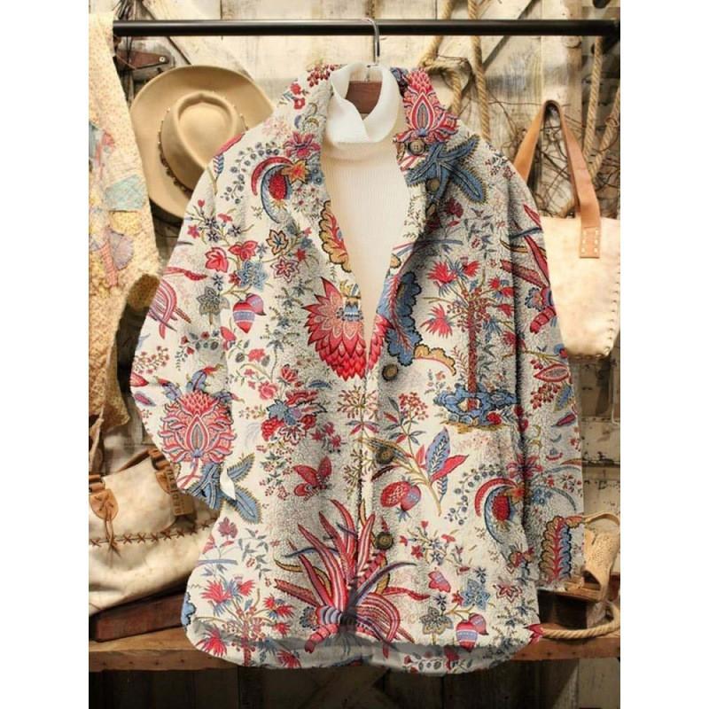 Womens Stand-Up Collar Fleece Sweatshirt With 3D Digital Floral Print Casual Long Sleeve Top Fall 2025