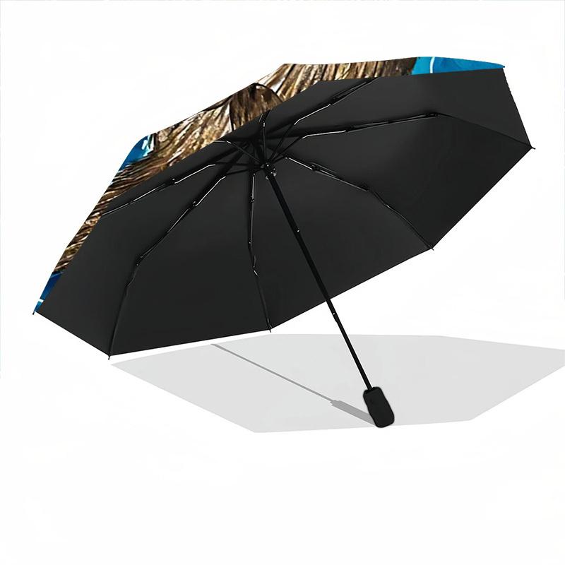 1pc Otters, Yin-Yang Automatic Folding Umbrella, 8-Rib Durable Iron Frame, Compact Travel Umbrella for Women & Men 125