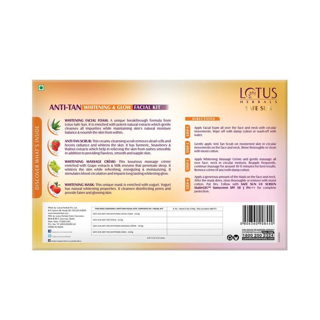 Lotus Safe Sun Anti Tan Whitening and Glow 4-in-1-Gesichtskit