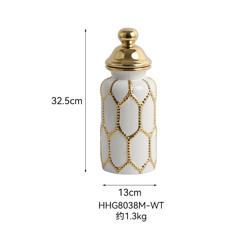 Ceramic General Jar Ornaments Vase Living Room European-style Gold Luxury Flower Arrangement Home Large Soft Decoration Crafts