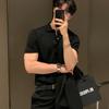 Summer Men's Clothing Retro Knit Lapel Striped Polo Shirt Solid Color Short Sleeve Fashion Light Luxury Popular Knitwear