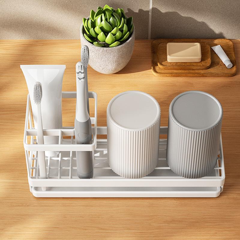 Tandenborstelhouders Voor Badkamers Met Afwatering, 4 Sleuven Tandenborstel Organizer Voor Badkamertoilet