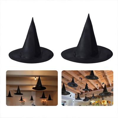 3pcs/set Halloween Witch Hat Black Folds Wizard Hats Masquerade Party Carnival Costume Cosplay Props Halloween Decorations TMZ