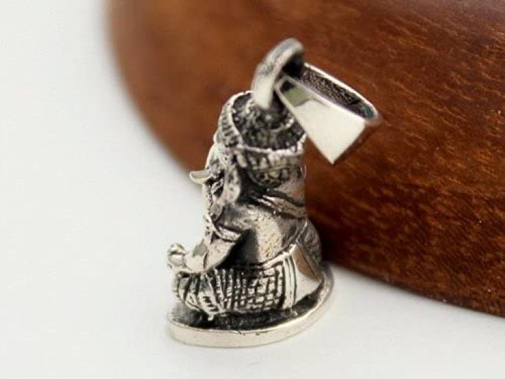 [World Accessories Carmelo] Ganesha Indian God Amulet Good Fortune Silver 925 Pendant for Women and Men