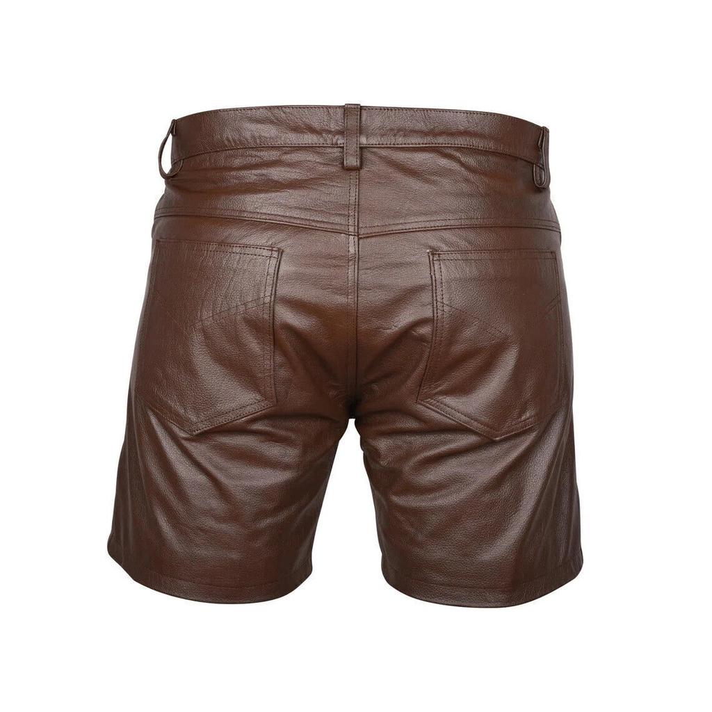 100 % Leder, braune Lammleder-Shorts, einzigartige Biker-Shorts für Herren, stylische Boxershorts fürs Fitnessstudio