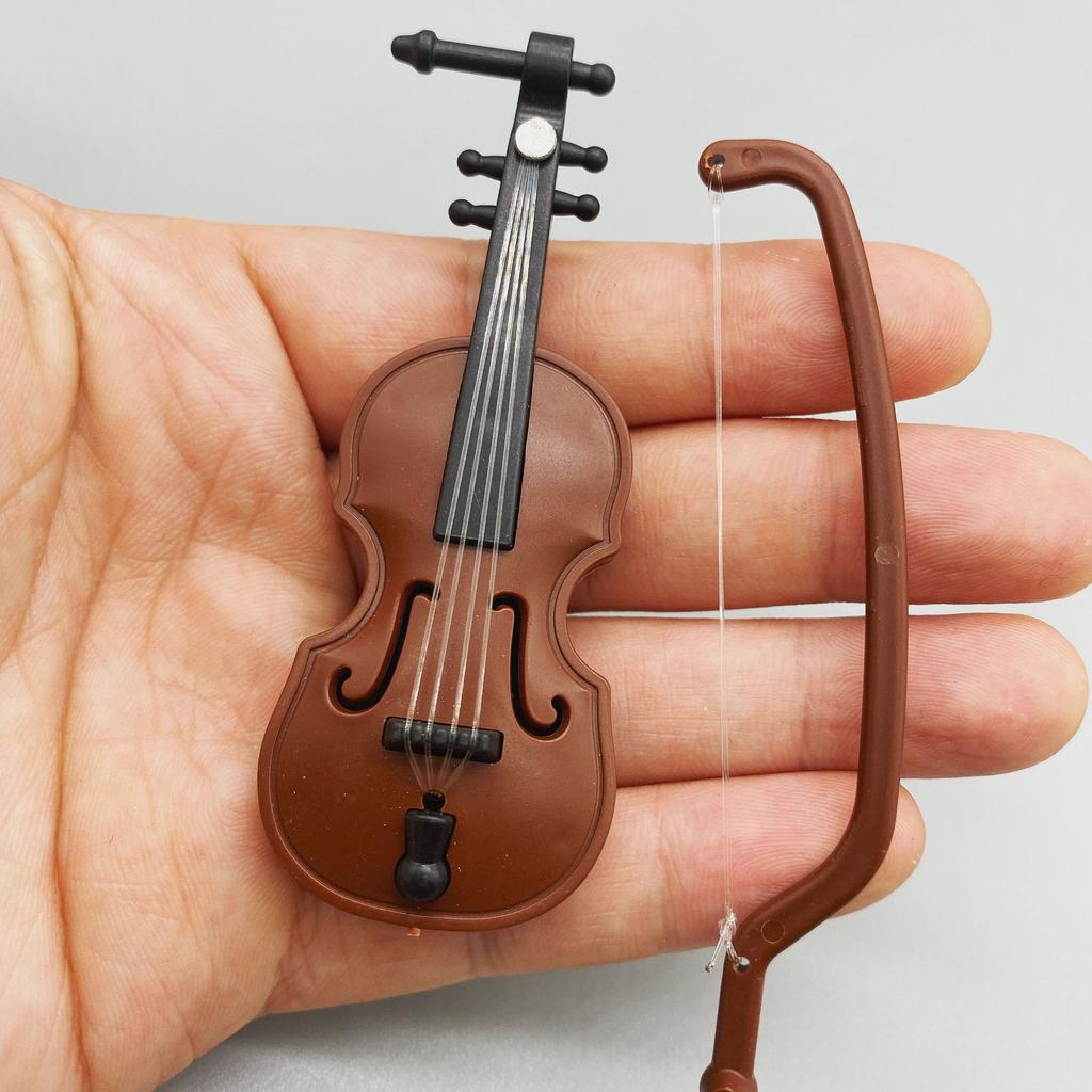 Plastic Dollhouse Mini Violin Crafts Miniatures DIY Dollhouse Violin Mini Musical Instrument Model for Dollhouse Accessory