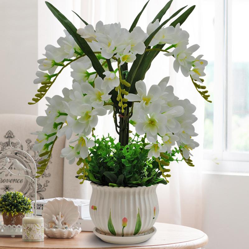 Artificial flower Phalaenopsis Vase set Fake flower plastic Home living room decoration Indoor bonsai farmhouse decor christmas