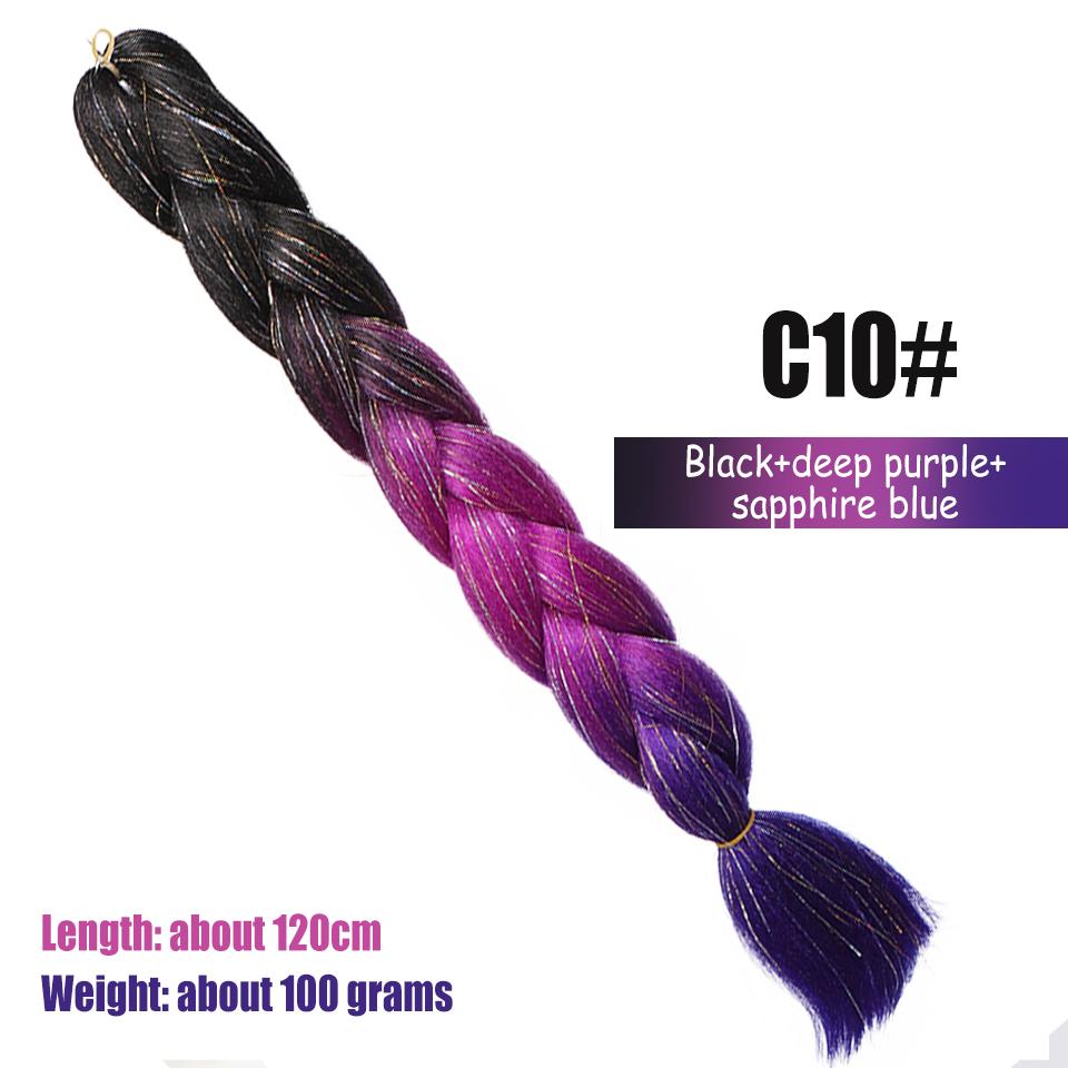 Peruca Sintética Trança Grande Brilhante 120cm Feminina Multicolorida Fibra Química Seda de Alta Temperatura Trança Tecida à Mão Peruca de Trança de Cabelo