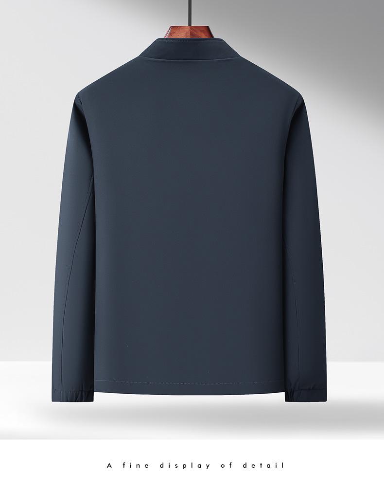 Men's Solid Color Stand Collar Zipper Jacket - Business Casual for Middle-aged and Elderly