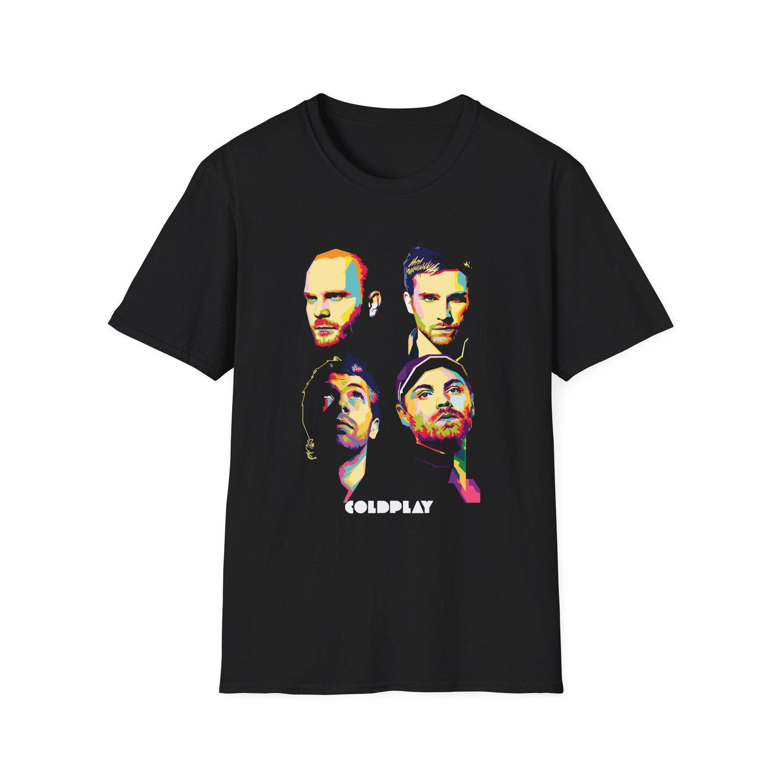 Colorful Pop Art Band Portrait T-Shirt | Retro Music Tee L