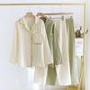 2024 New Spring Women's Pajamas 100% Cotton Woman Pajamas Sweet Lace Loose Lapel Cardigan Home Clothes Female Sleepwear Set