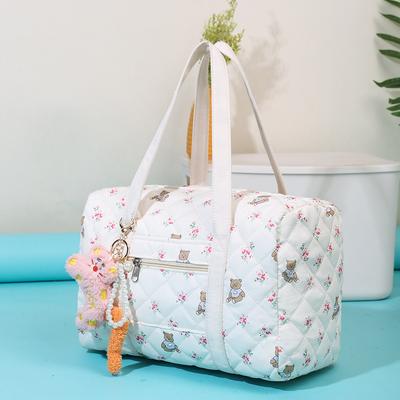 Floral Bear Shoulder Bag Large Capacity Quilted Baby Diaper Bag Travel Tote Bag Carry On Bag for Women