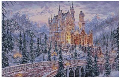 Bridge In Super Big Advanced Counted Cross Stitch Experienced Stitches 70x46 Cm Cross Stitch Winter, 100% Cotton, kits,For People,18 Stitches,500x326
