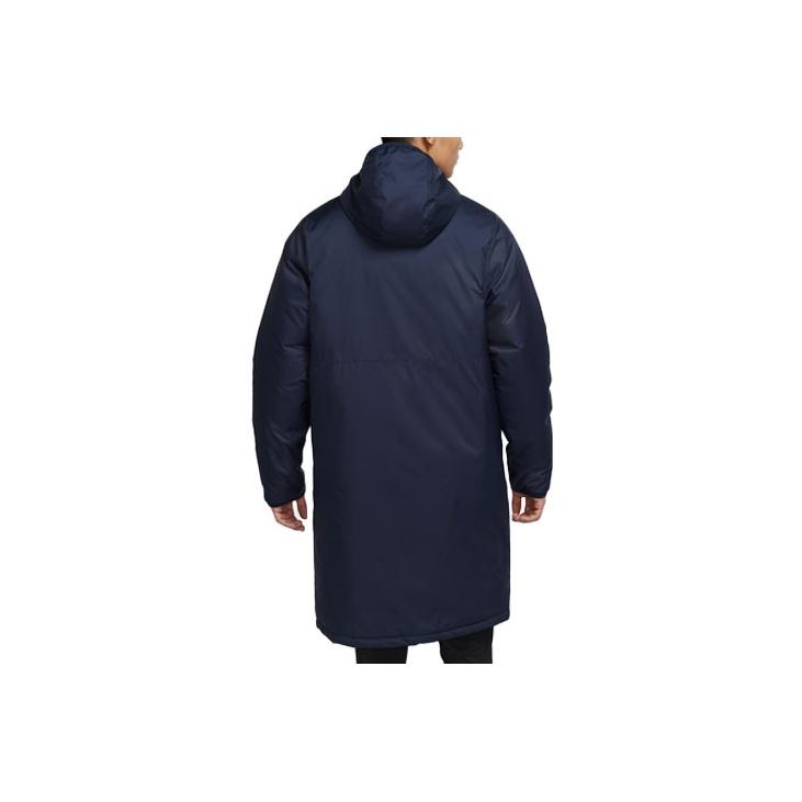 Nike Chaqueta de Algodón Cálida de Largo Medio con Capucha de Color Sólido para Hombre Ropa Exterior Azul Oscuro CW6767-451