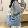 Solid Color Cloud Tote Bag Nylon Puffy Shoulder Bag Fashion Space Cotton Handbag  Girls