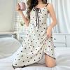 VEZFAA Mode Femme Été Printemps Imprimé Lettre d'Amour Sans Manches Bretelles Taille Lâche Robes Décontractées