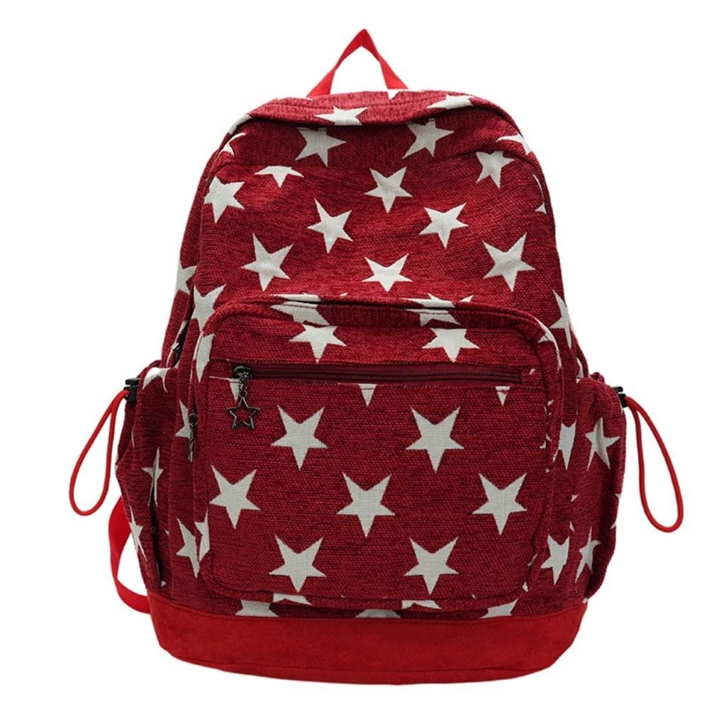 Lightweight Star Printing Backpack Korean Style Students Schoolbag Grey Stripes Backpack Travel