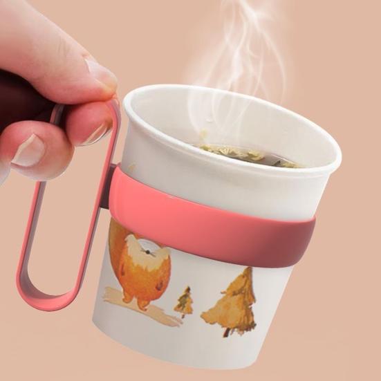 12 Pièces Sous-verre Réutilisable Poignée Élargie Anti-brûlure Isolation Thermique Boucle Élastique Manches Réutilisables en Plastique PP Porte-boissons Chaudes