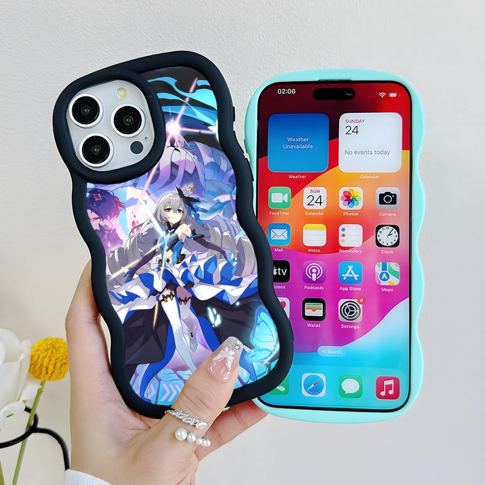 HSR Bronya Wavy Edge TPU Mobile Phone Case for iPhone 17 16 15 14 13 12 11 Air Pro Max Plus Colorful Cover