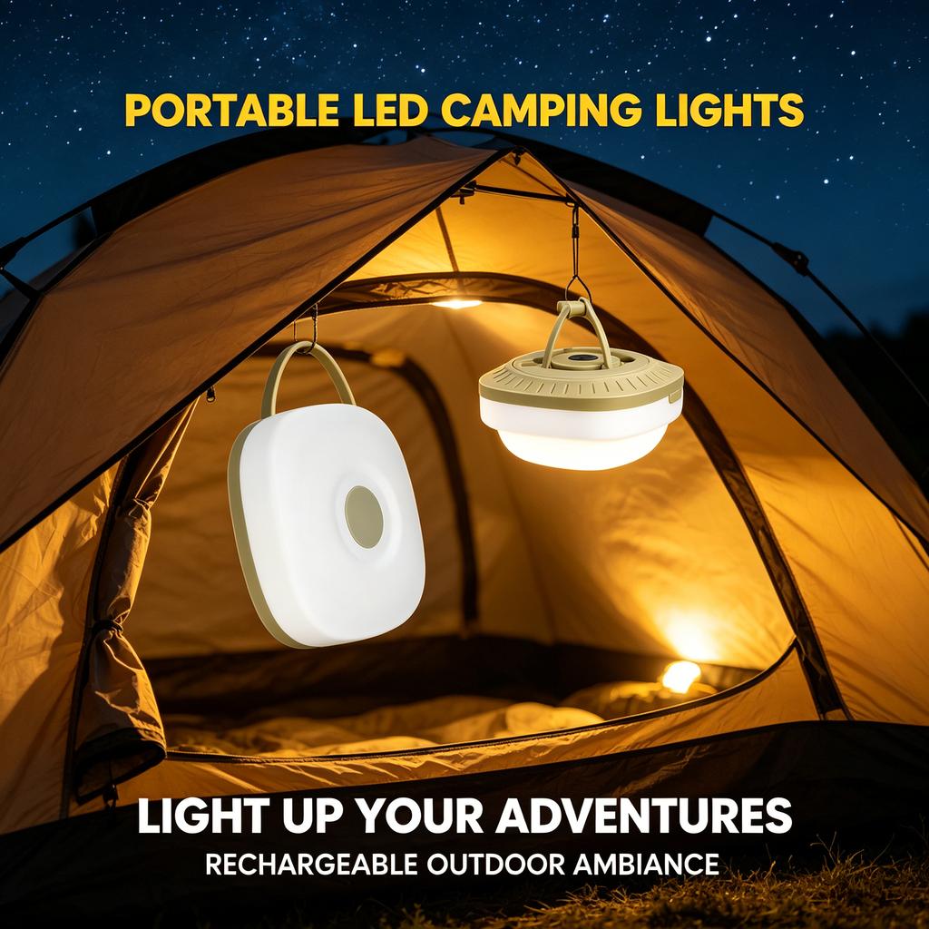 Lámpara LED portátil para camping, luz de ambiente recargable para exteriores e iluminación de tienda