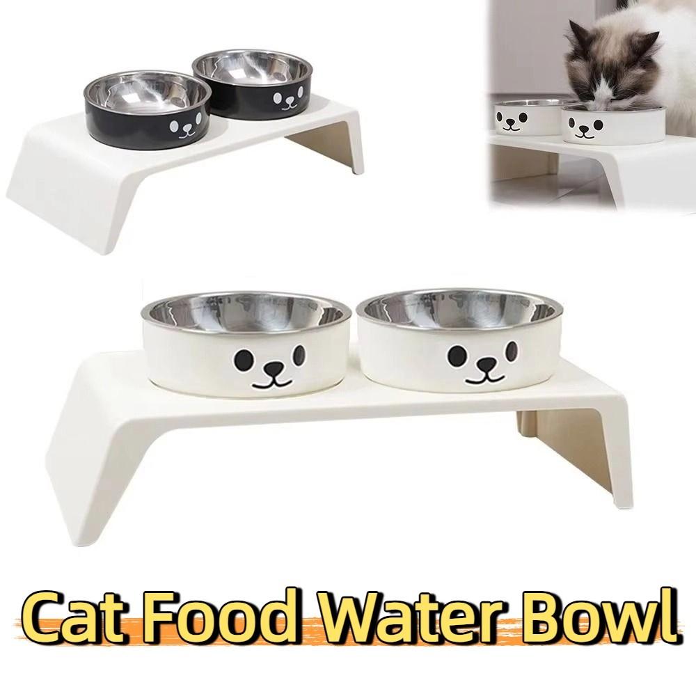 Double Bowls Cat Food Water Bowl Anti-flip Cat Dog Dual-use Bowl Pet Food Dispenser  Wet Dry Food