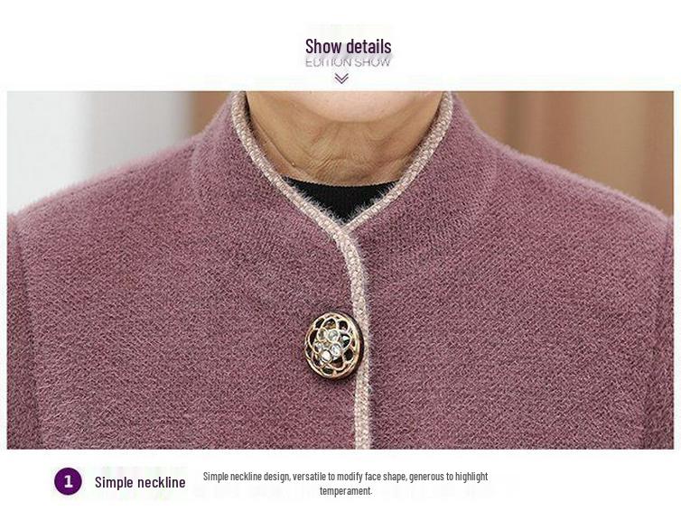 Grandma Style Mink Velvet Coat: Thickened Autumn-Winter Wear for Women Aged 60-70