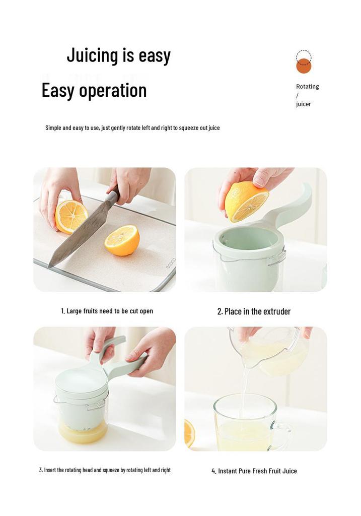 Compact Manual Juicer: Portable Fruit Squeezer & Pulp Separator