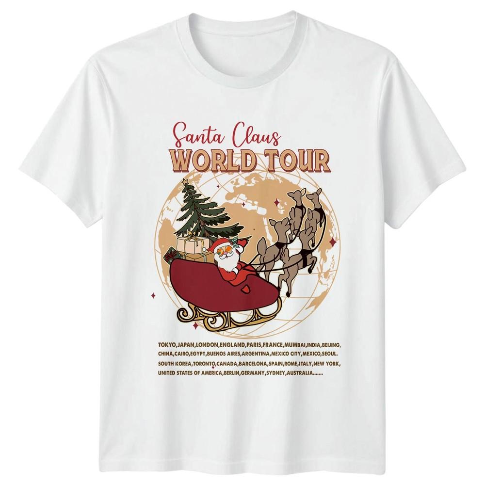 Santa Claus World Tour Christmas Holidays Unisexs Unisexs Graphic Tee Global Cities S