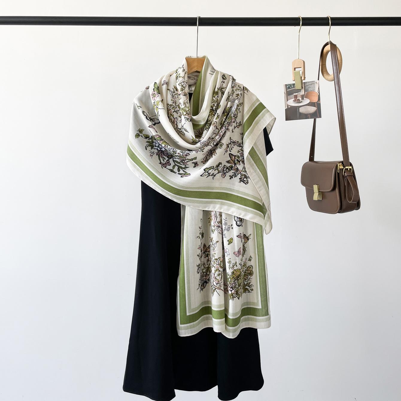 

Осенний новый высококачественный шелковый шарф с трогательным узором для женщин, цвет озера, геометрический принт, имитация шелковой атласной шаль 175*70cm