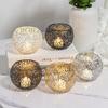 Creative Gold Vintage Electroplated Aromatherapy Hollowed Metal Iron Candle Holder Cover Decoration