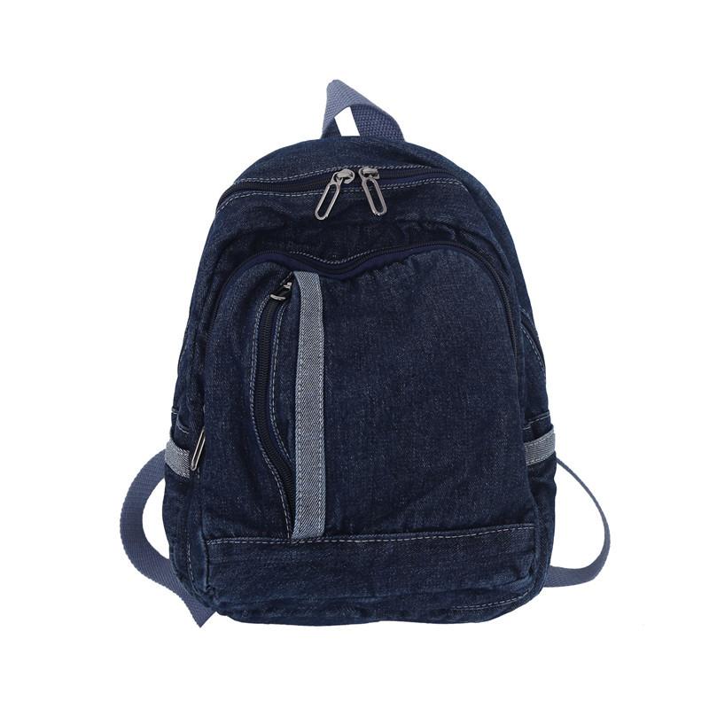 Washed Denim Literary Small Backpack Female Fashion Student Schoolbag Simple Canvas Travel Small Backpack Female