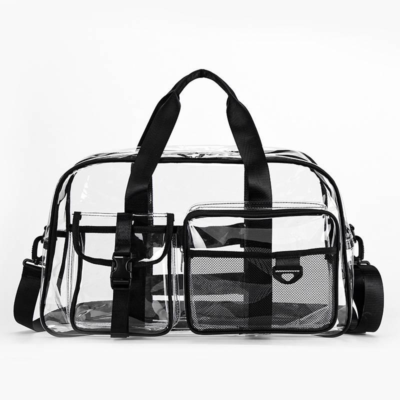 Large Transparent Pvc Travel Gym Bag Large Capacity Waterproof Portable Handbag For Outdoor Beach Sports Daily Storage Carry Use