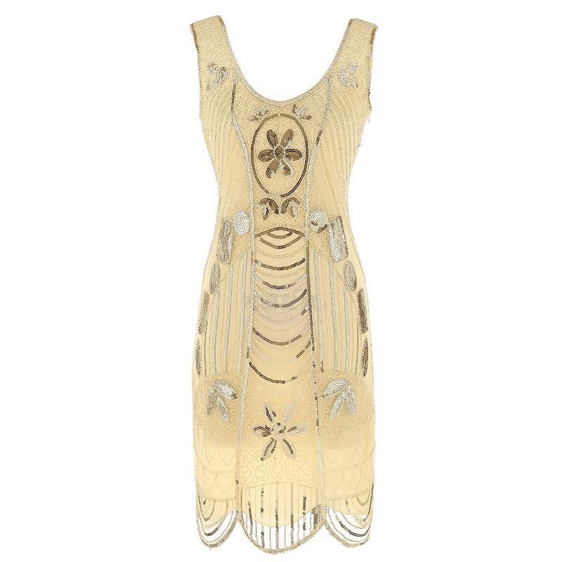 Women's sequined fringed dress dress beaded embroidered vintage evening dress stage performance clothing women's clothing