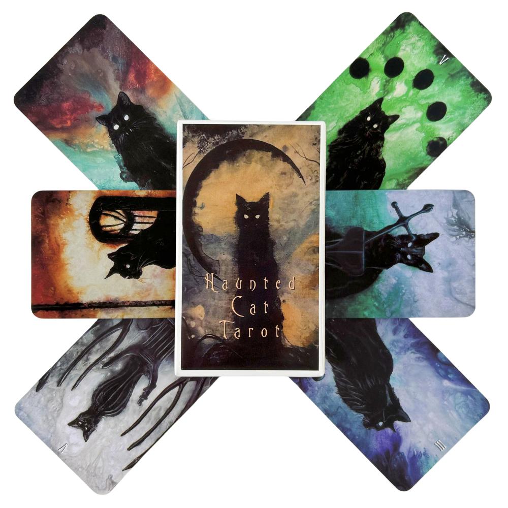 Haunted Cat Tarot Cards Game For Beginners Fate Visions Divination Edition Oracke Playing Board Deck
