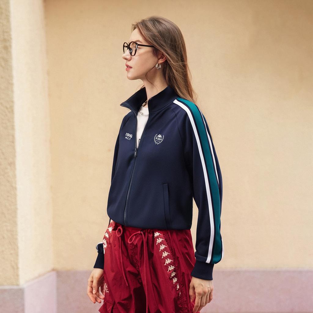 Kappa 1916 Series Spring And Autumn Long Sleeve Stand Collar Jacket Fashion Simple Versatile Retro Casual Sports Knit Zipper Cardigan K0E62WK01D-906