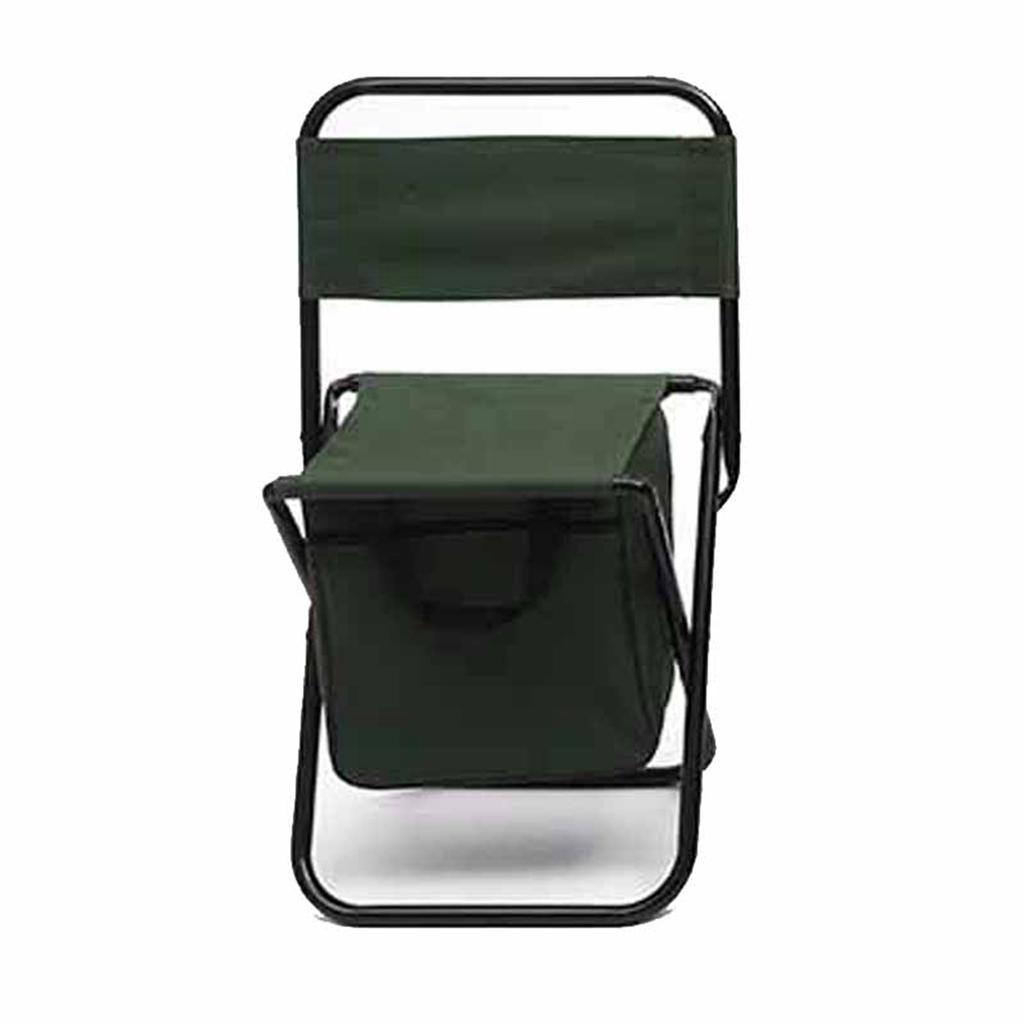 Folding Chair Outdoor Camping Portable Folding Back Chair Fishing Leisure Chair with Bag Green