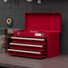Lockable Metal Tool Box, 3 Drawer Tool Chest with Latches, Handle, Ball Bearing Runners, Red