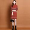 Slim Sweater Dress for Women In Winter Thickened and Warm Half Turtleneck Pullover Solid Color Casual Mid-length Knitted Sweater